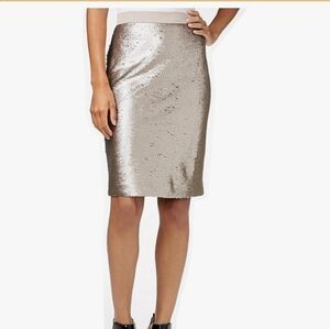 Maison Jules Sequin Silver Pencil Skirt